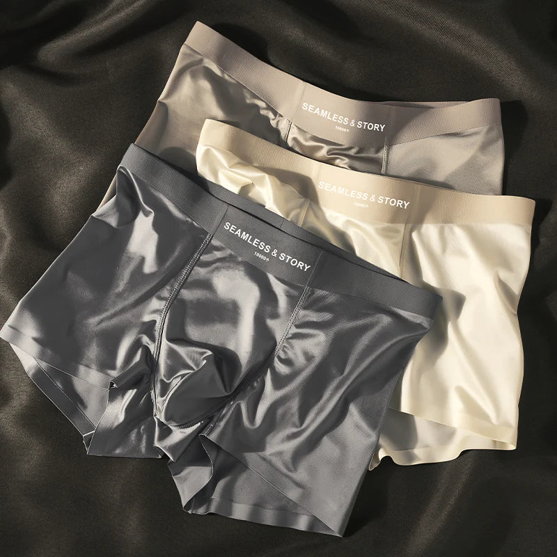 (3 τεμάχια) Ανδρικά Μποξεράκια Elegant Ice Silk από Mulberry Silk με Αντιμικροβιακή Δράση-SI