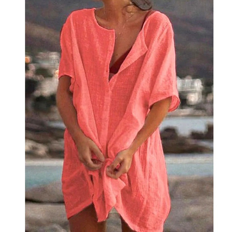 💁♀️Puikus pasiūlymas 🔥 Camisa larga suelta de algodón y lino para mujer (S-8XL)