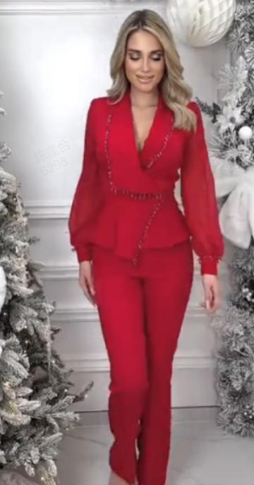 Conjunto de pantalon y pantalon de malla de pierna ancha para mujer-ES