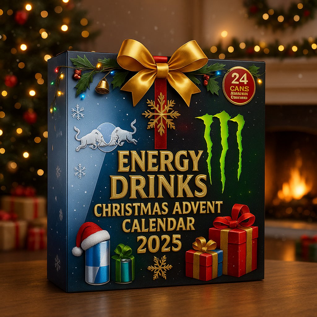 Adventni koledar pločevink energijskih pijač 2025 – 24 dni prazničnega zbirateljstva!-SI