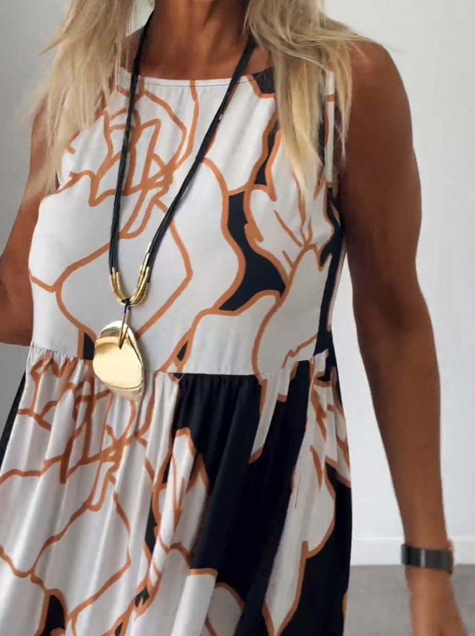 👗2024 Maxi suknelė su gėlių raštu ant petnešėlių