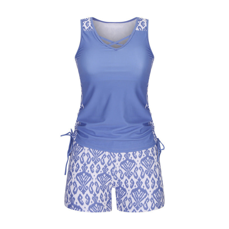 Traje de baño tankini de dos piezas estampado para mujer, tallas S-3XL-ES