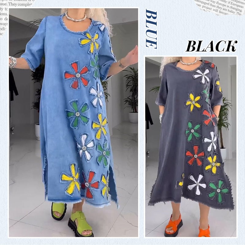 👗 Casual φόρεμα με ανάγλυφο floral para mujer-SP