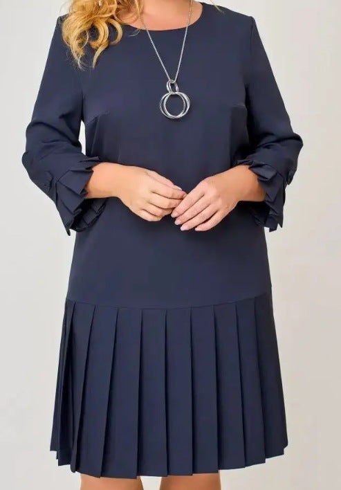 💌[S-5XL]👗Висококачествена, елегантна рокля в едноцветен цвят