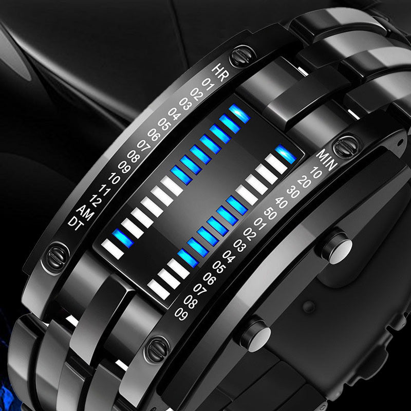 ⌚ ΤΩΡΑ 50% ΕΚΠΤΩΣΗ! 🤓 Ρολόι Cyberpunk Binary LED – «Μόνο οι Geeks το καταλαβαίνουν» – Φουτουριστικό, Μοναδικό και Εντυπωσιακό με Μπλε Οθόνη LED 💙-GR