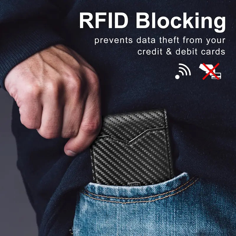 Etui za kreditne kartice iz usnja in ogljikovih vlaken z RFID blokado-SI