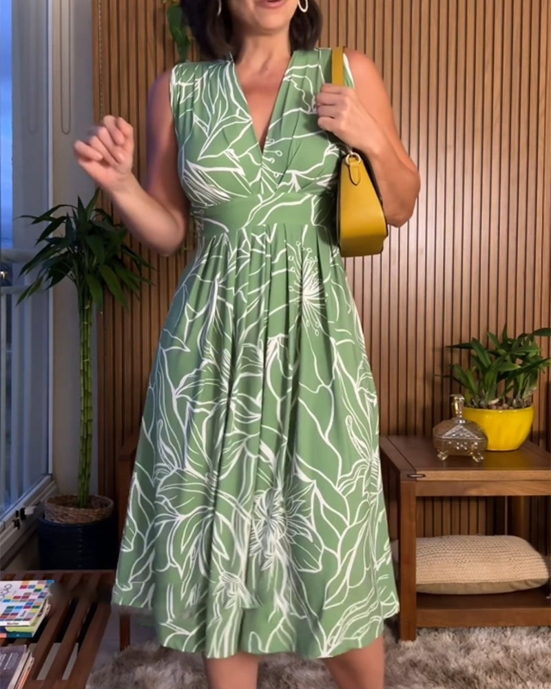 💃 Moteriška suknelė su V formos iškirpte ir juosmens užsegimu 