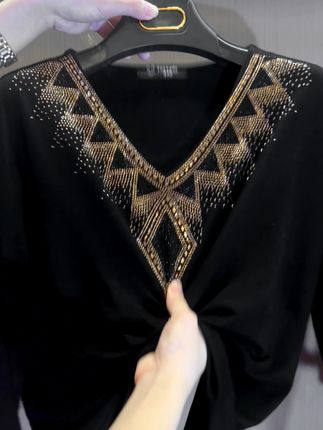 🔥[M-4XL] Μπλούζα με μακριά μανίκια από βελούδο υψηλής ποιότητας για το χειμώνα του 2024 με κρύσταλλα-SI 