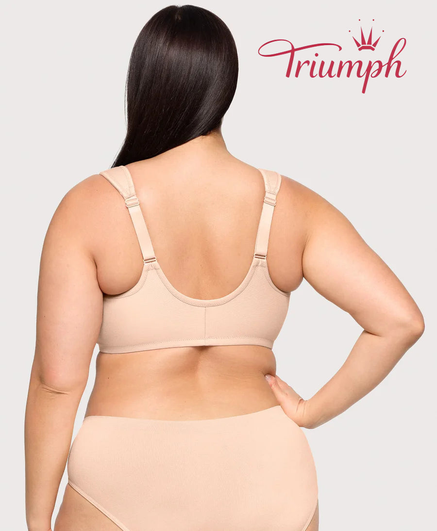 Triumph - (3 dalių) medvilninė liemenėlė su siuvinėtais nėriniais, užsegimas priekyje-LT
