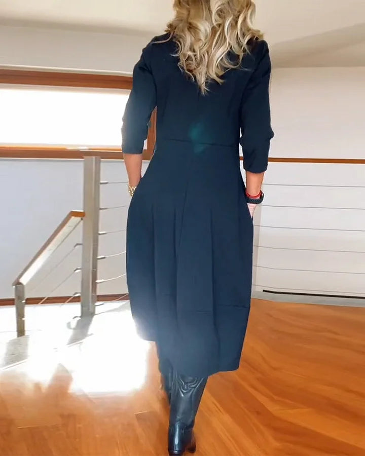 ✨ Suknelė ilgomis rankovėmis otāliu kaklu-LT 