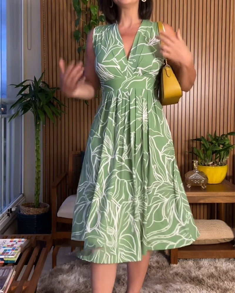 💃 Moteriška suknelė su V formos iškirpte ir juosmens užsegimu 