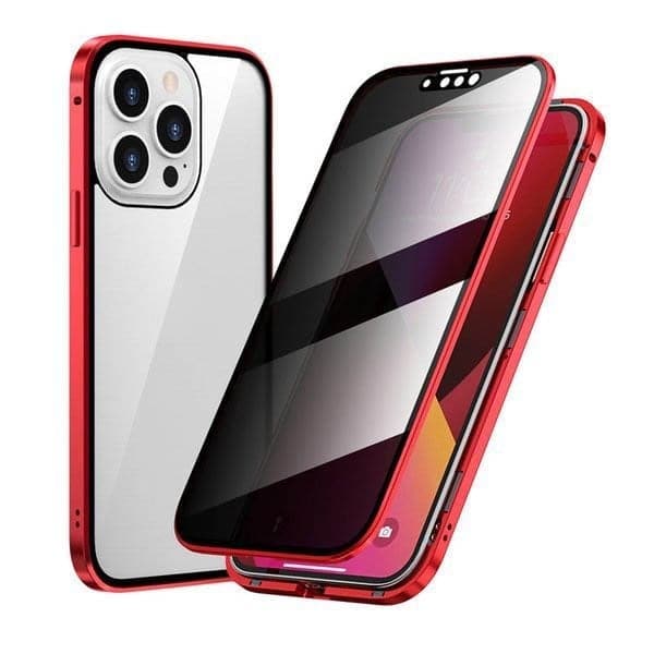 Magnetni ovitek za iPhone z antirefleksnim steklom in kovino-SI