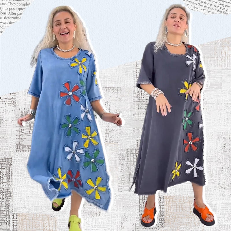 👗 Casual φόρεμα με ανάγλυφο floral para mujer-SP