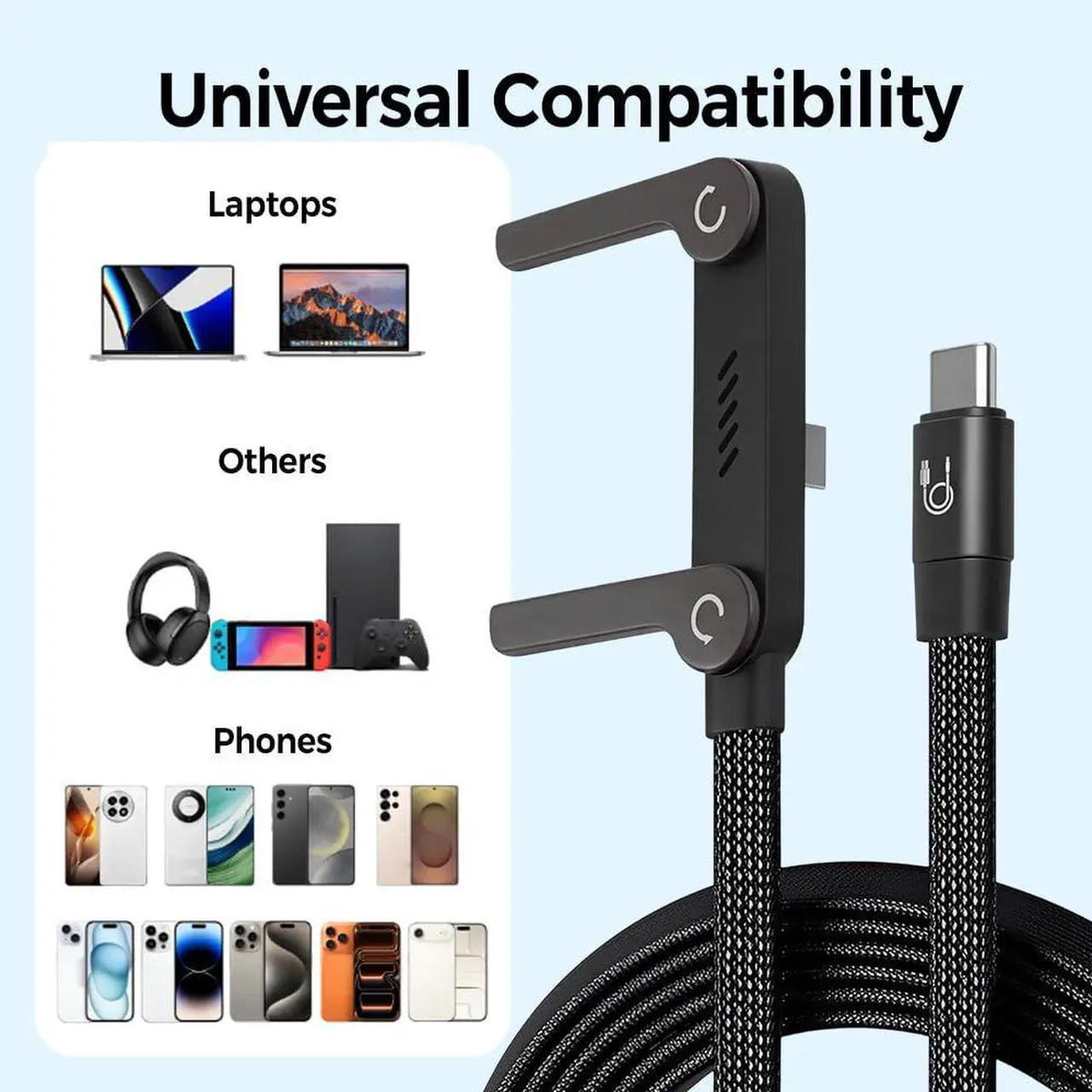📱 240W pleten kabel za hitro polnjenje z vgrajenim stojalom za telefon - nov zložljiv trpežen kabel USB-C tipa C 2026 (2 kosa)-SI