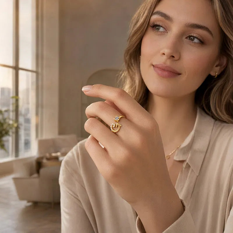 ⏳Časovno omejen 50 % popust⏰Nastavljiv bleščeči začetni prstan za ženske💍-SI