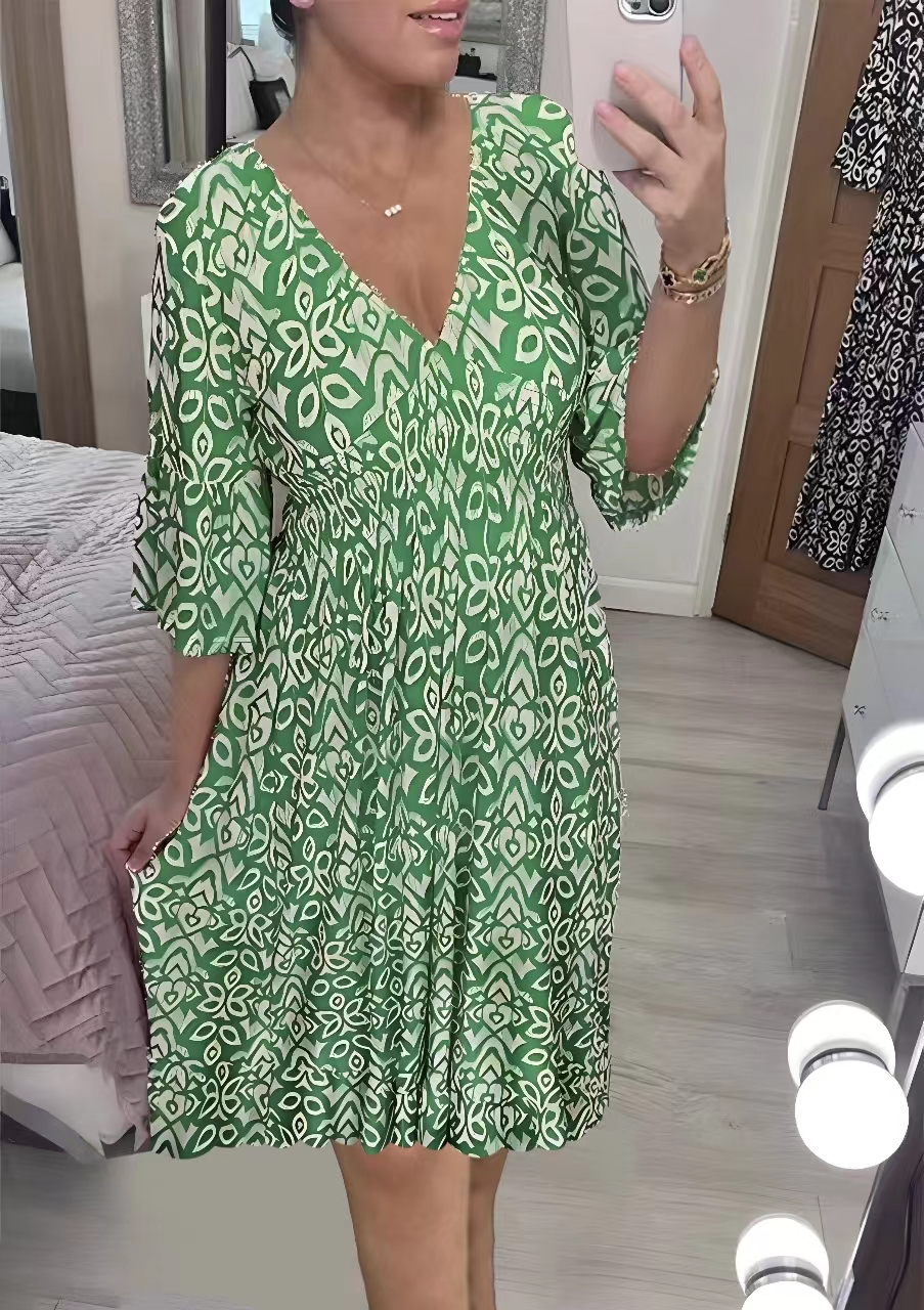 👗Μίνι φόρεμα με V λαιμόκοψη-GR