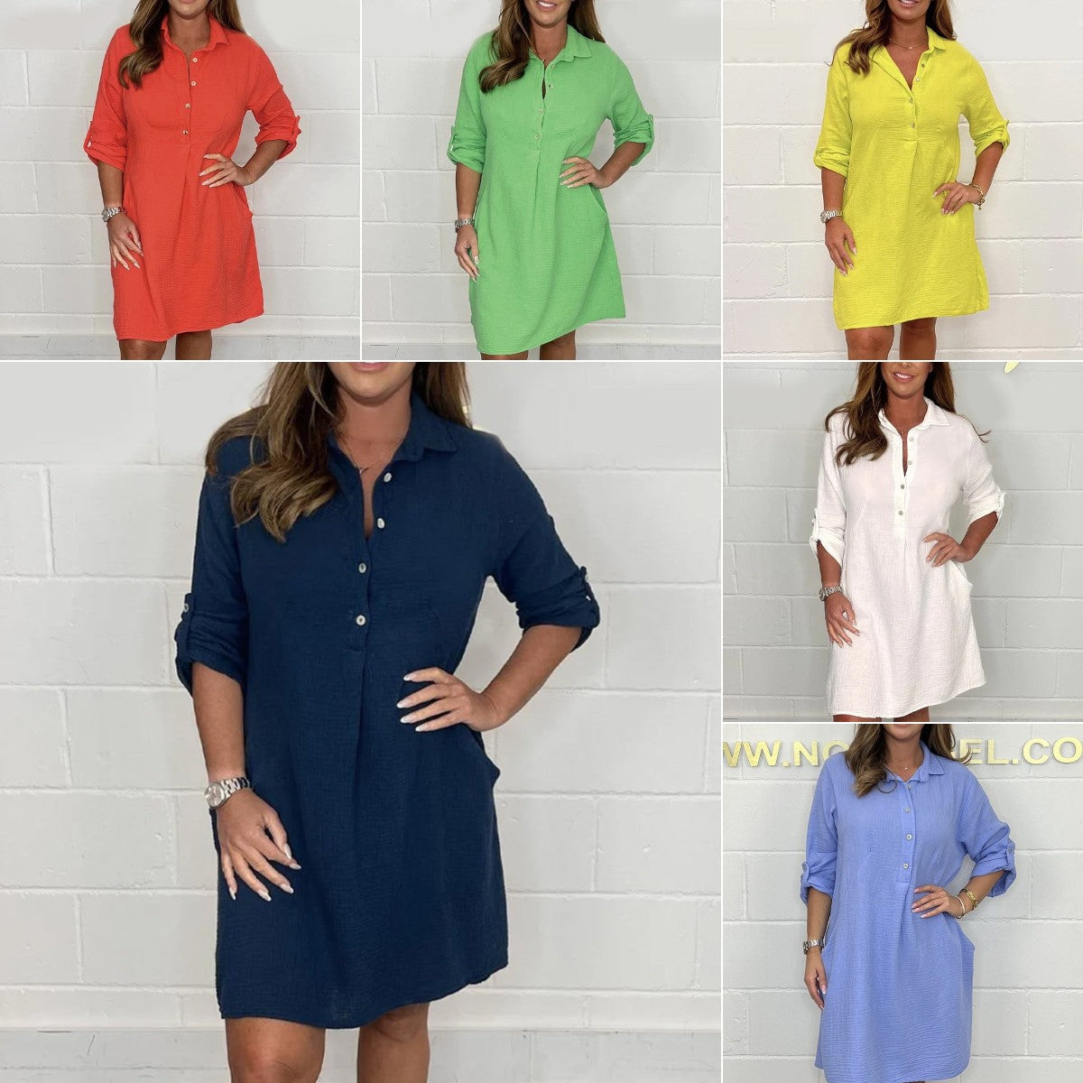 💝Γυναικείο καλοκαιρινό φόρεμα πουκάμισο plus size-GR