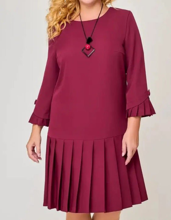 💌[S-5XL]👗Висококачествена, елегантна рокля в едноцветен цвят