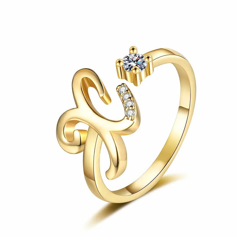 ⏳Časovno omejen 50 % popust⏰Nastavljiv bleščeči začetni prstan za ženske💍-SI