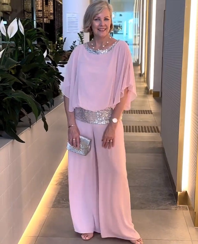 Eleganten dvodelni komplet Colorblock z bleščicami-SI