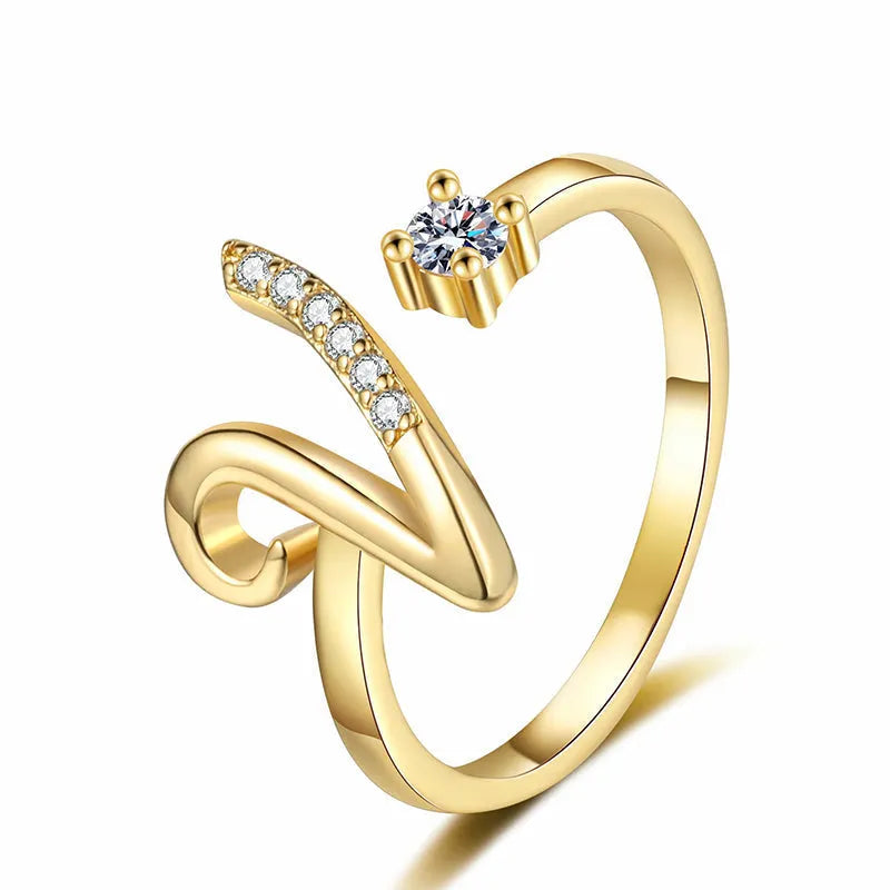 ⏳Časovno omejen 50 % popust⏰Nastavljiv bleščeči začetni prstan za ženske💍-SI