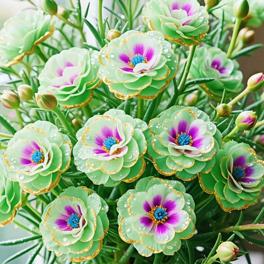 Zlata čipkasta portulaka🌸✨ Čudoviti dvojni cvetovi za lahkotno poletno barvanje-SI
