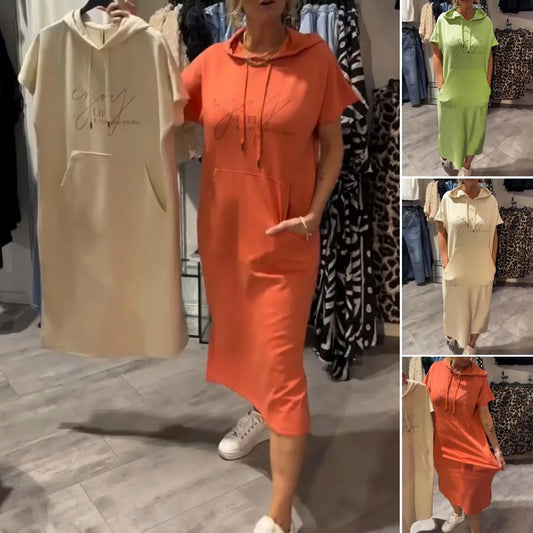 💥🔥👗[S-5XL] Νέο καλοκαιρινό φόρεμα φούτερ μεγάλου μεγέθους, άνετο και αναπνεύσιμο, σε φαρδύ, φαρδύ στυλ για το καλοκαίρι του 2025-GR