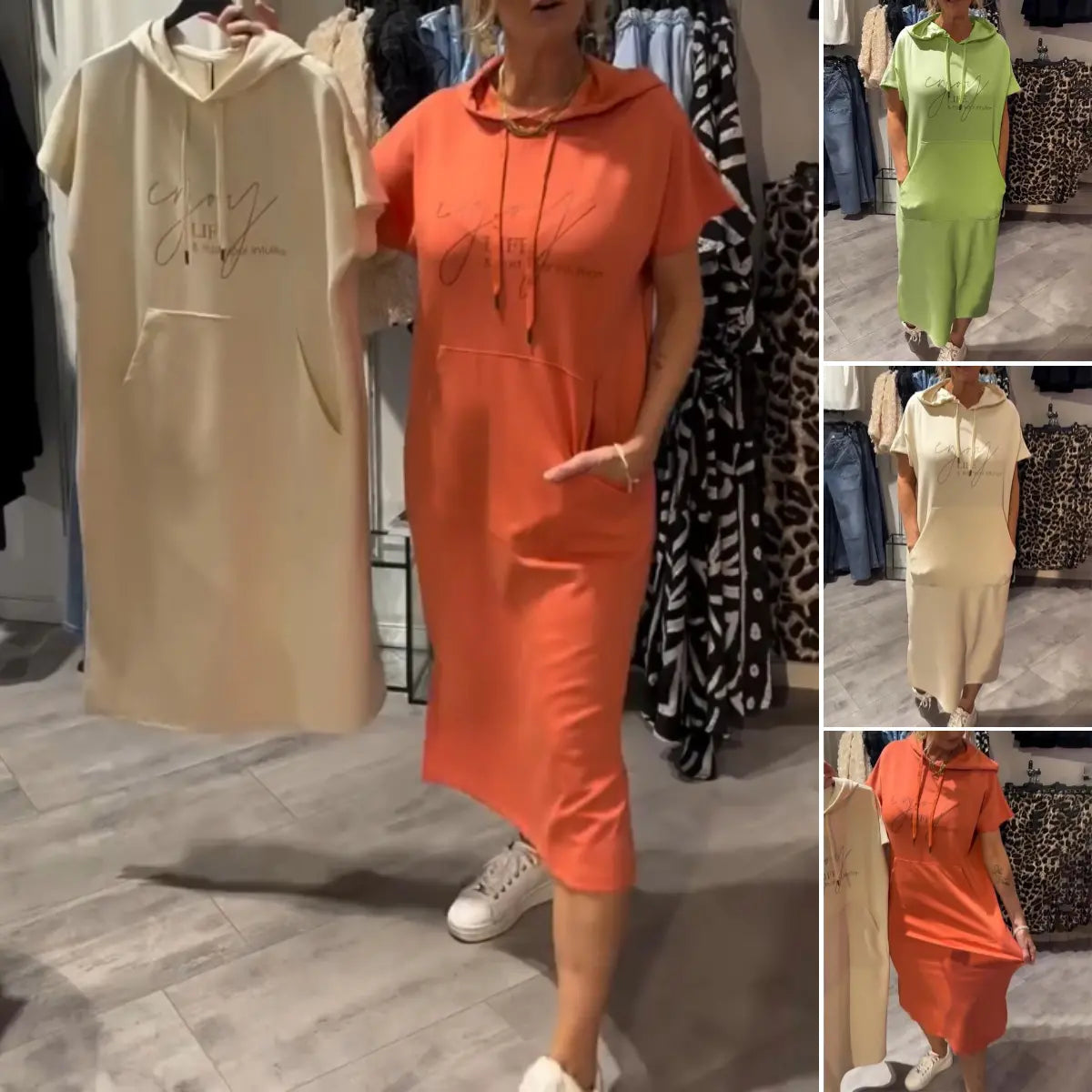 💥🔥👗[S-5XL]2026 m. nauja vasarinio stiliaus laisva, patogi ir kvėpuojanti didelio dydžio džemperio suknelė-LT