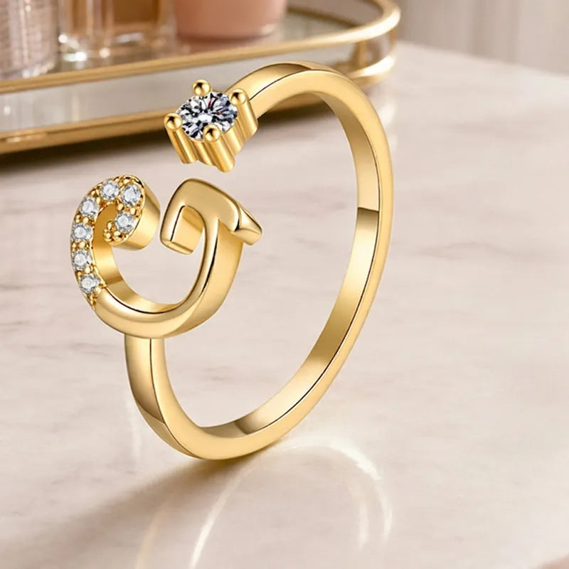 ⏳Časovno omejen 50 % popust⏰Nastavljiv bleščeči začetni prstan za ženske💍-SI