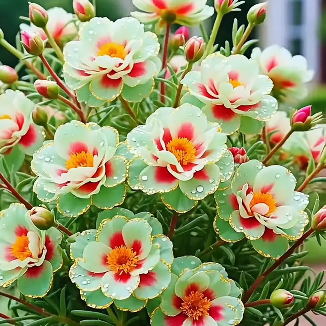 Zlata čipkasta portulaka🌸✨ Čudoviti dvojni cvetovi za lahkotno poletno barvanje-SI