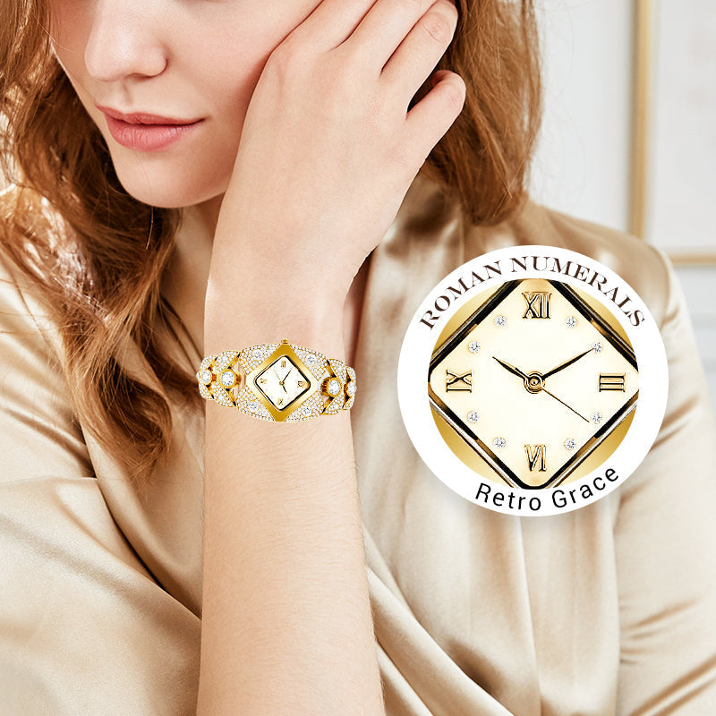 💜 Ρολοί ρετρό quartz με γραμματοκά κρύσταλλα⌚-GR 