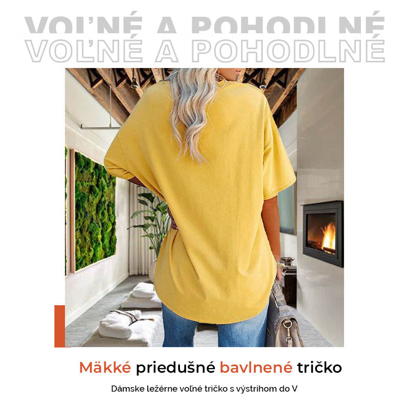 Γυναικείο μπλουζάκι με λαιμόκοψη V για αναψυχή 
