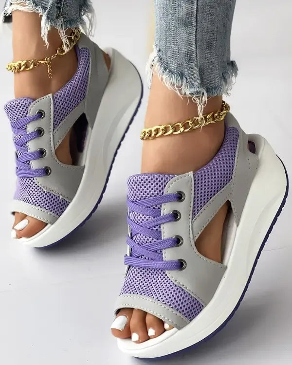 🔥 Σανδάλια με κορδόνια και φούστες σε αντίθεση-GR 