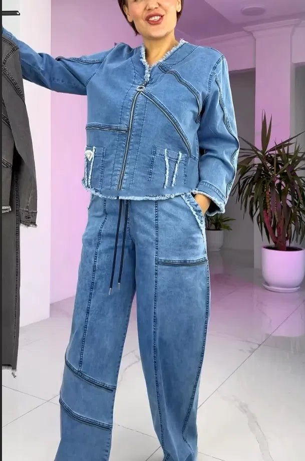 Κοστούμι vaquero vintage para mujer con cremallera-ES 