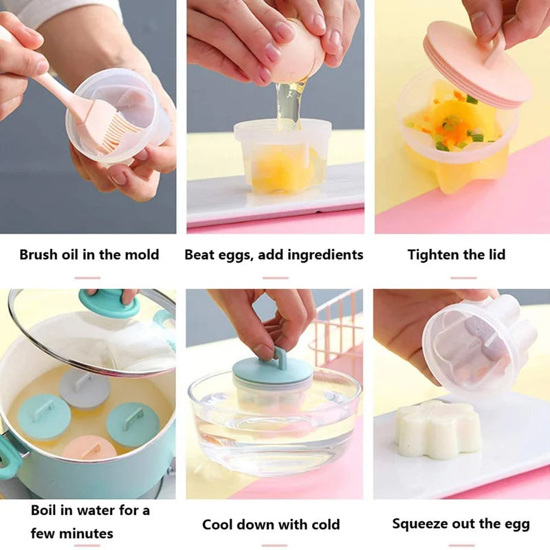 Αξιολάτρευτη φόρμα για βραστά αυγά🥚🥚 4 τμχ/σετ με πινέλο-GR