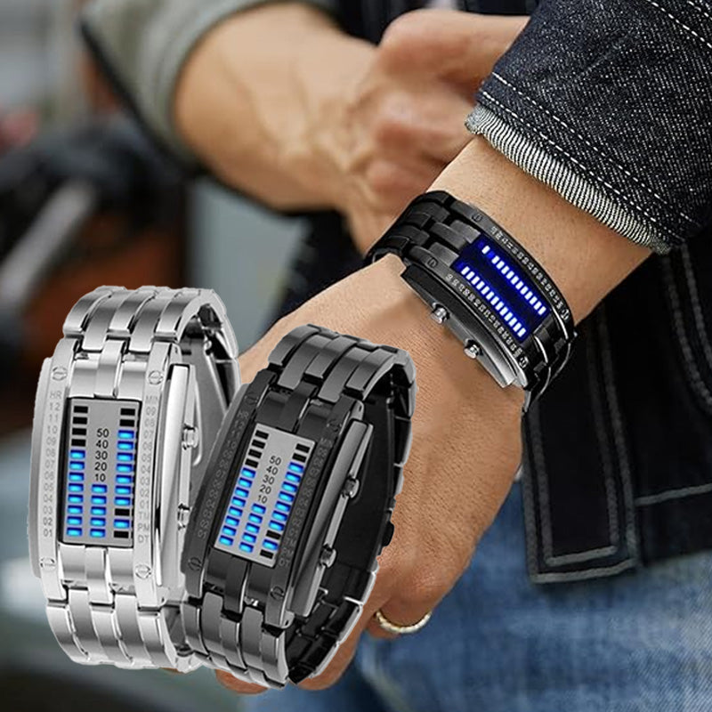 ⌚ ΤΩΡΑ 50% ΕΚΠΤΩΣΗ! 🤓 Ρολόι Cyberpunk Binary LED – «Μόνο οι Geeks το καταλαβαίνουν» – Φουτουριστικό, Μοναδικό και Εντυπωσιακό με Μπλε Οθόνη LED 💙-GR