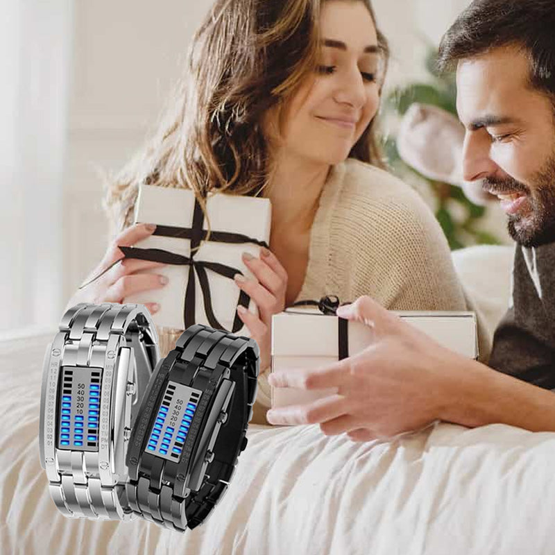 ⌚ ΤΩΡΑ 50% ΕΚΠΤΩΣΗ! 🤓 Ρολόι Cyberpunk Binary LED – «Μόνο οι Geeks το καταλαβαίνουν» – Φουτουριστικό, Μοναδικό και Εντυπωσιακό με Μπλε Οθόνη LED 💙-GR