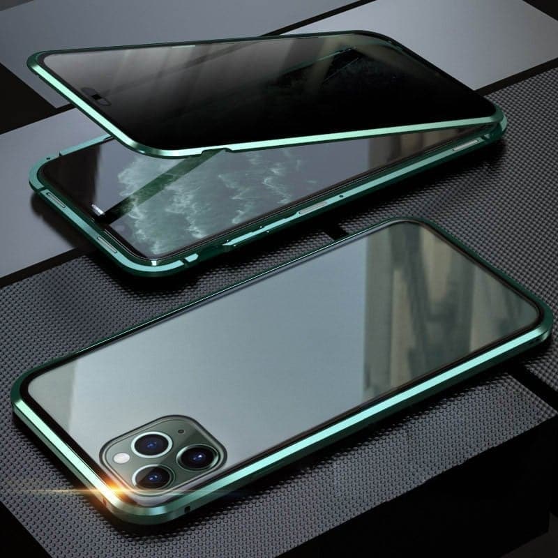 Μαγνητική θήκη iPhone με αντιανακλαστικό γυαλί και μέταλλο-GR