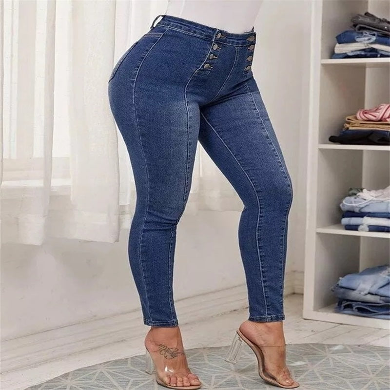 📦Με αντικαταβολή👖Ψηλόμεσο στενό τζιν με διπλό της-GR