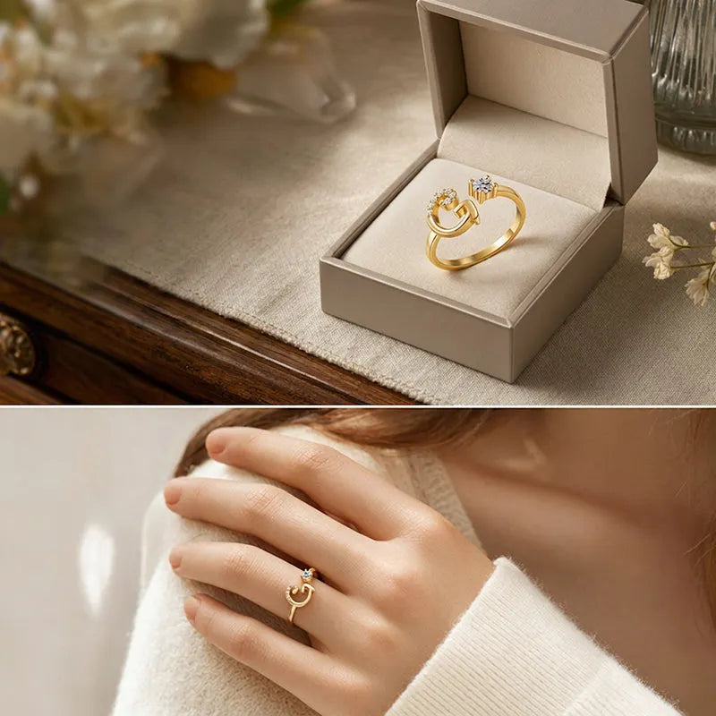 ⏳Časovno omejen 50 % popust⏰Nastavljiv bleščeči začetni prstan za ženske💍-SI