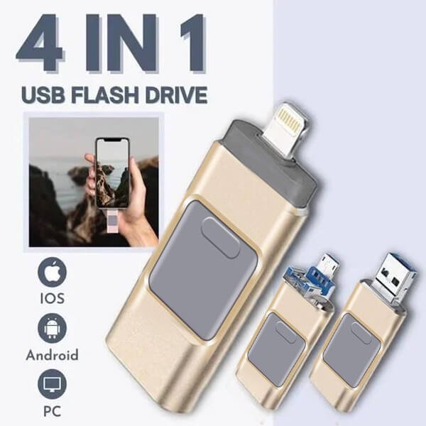 „Keturi viename“ sparti USB atmintinė skirta „iPhone“, „iPad“, „Android“, asmeniniam kompiuteriui ir kt. 16-128 metų 
