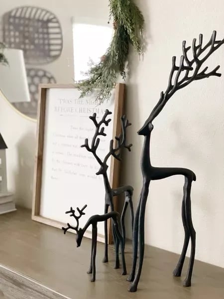 🎅Χριστουγεννιάτικο Μπεστ Σέλερ 🦌 Φιγούρα με μαύρο τάρανδο, Χριστουγεννιάτικη οικρασία-GR 