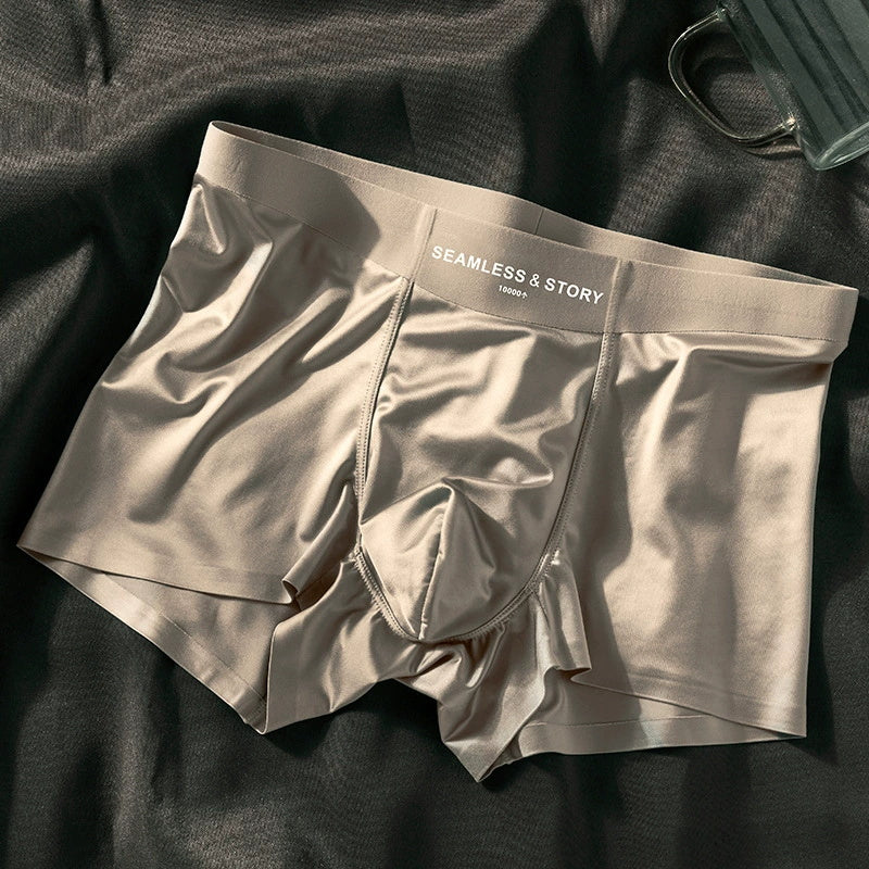 (3 vnt.) Elegantiški Ice Silk vyriški apatiniai iš Mulberry Silk antimikrobinės vyriškos bokserinės kelnaitės-LT