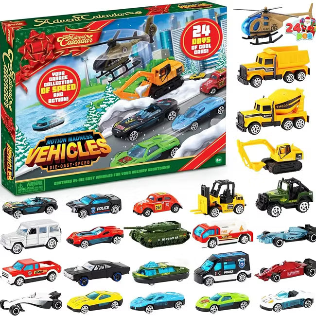 🔥Zadnji dan 50 % POPUSTA - 🚗🎁Božični adventni koledar 2026 | ✨24-dnevni odštevalni koledar Komplet avtomobilčkov iz litega kovina-SI