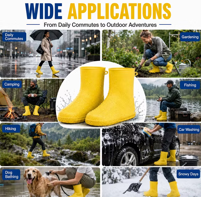 Nema više mokrih cipela! Izdržljive gumene čizme – neklizajuće, sklopive i jednostavne za pohranu 🌧️-HR