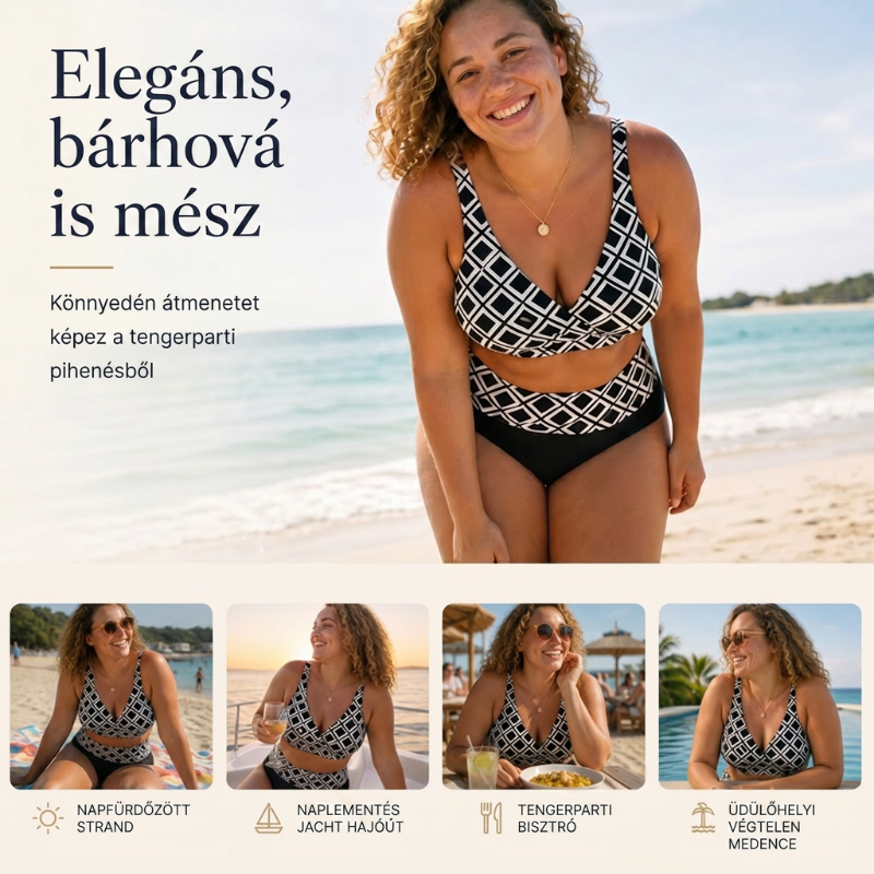 👙🌊Ženski dvodelni bikini komplet z visokim pasom-SI