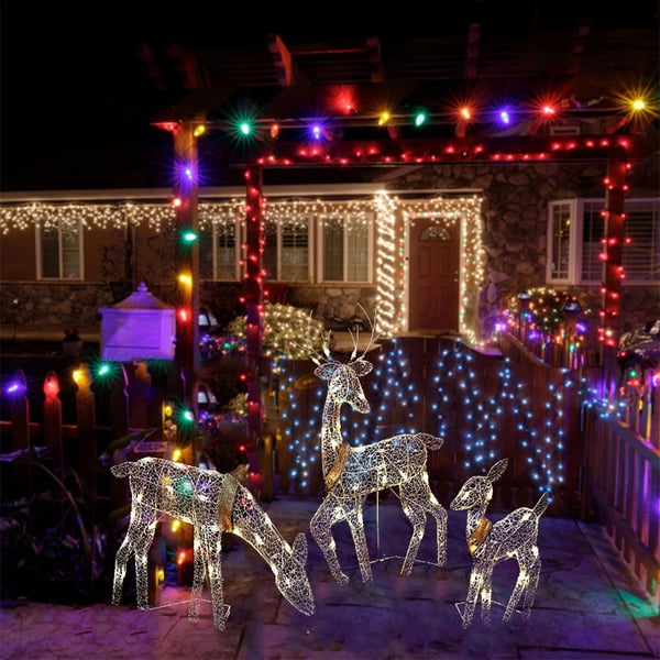 Χριστούγεννα eglīšu lampiņas ar baltiem spīguliam zūrdųbrieža formā-LV