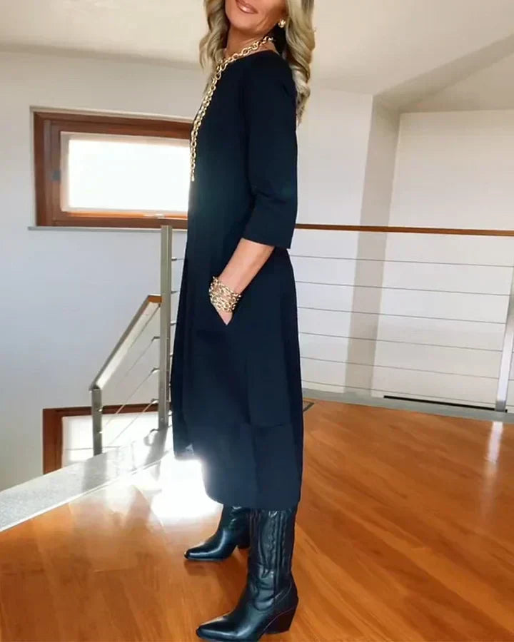 ✨ Suknelė ilgomis rankovėmis otāliu kaklu-LT 