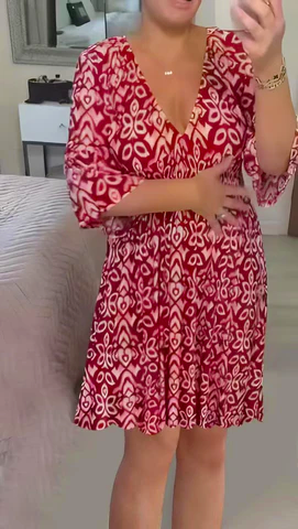 👗Mini drukas suknelė su V formos iškirpte 