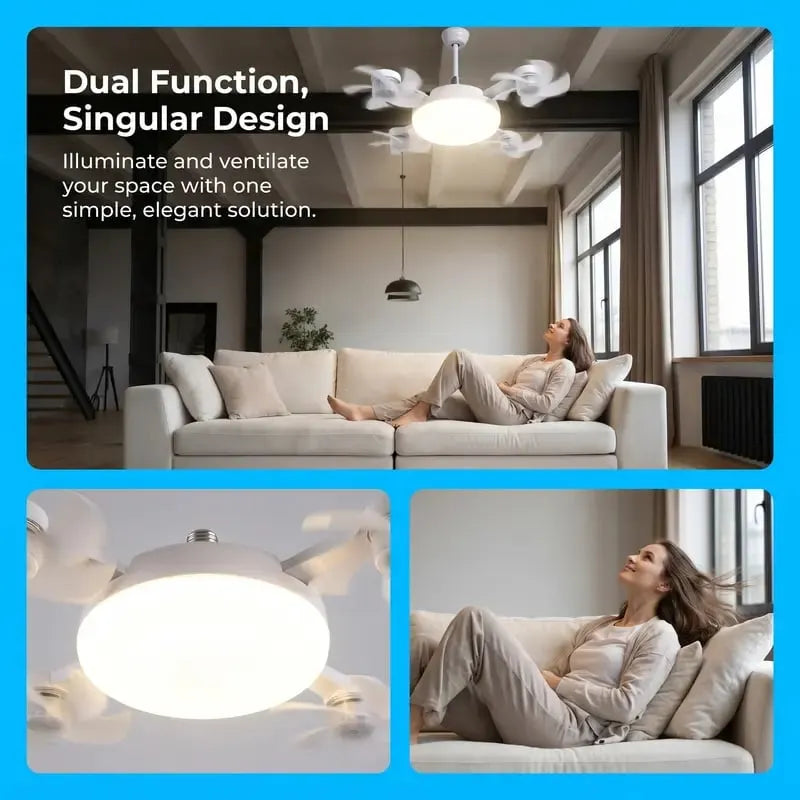 Moderna stropna ventilatorska svetilka z navojem E27 (model 2026) - tihi 2-v-1 LED ventilator z daljinskim upravljalnikom-SI